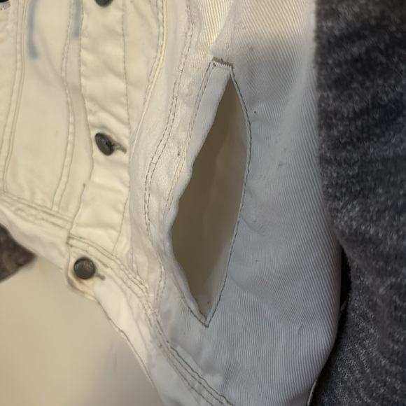 Free People White Denim Hoodie Jacket w/Gray Sleeves size S - Picture 6 of 16